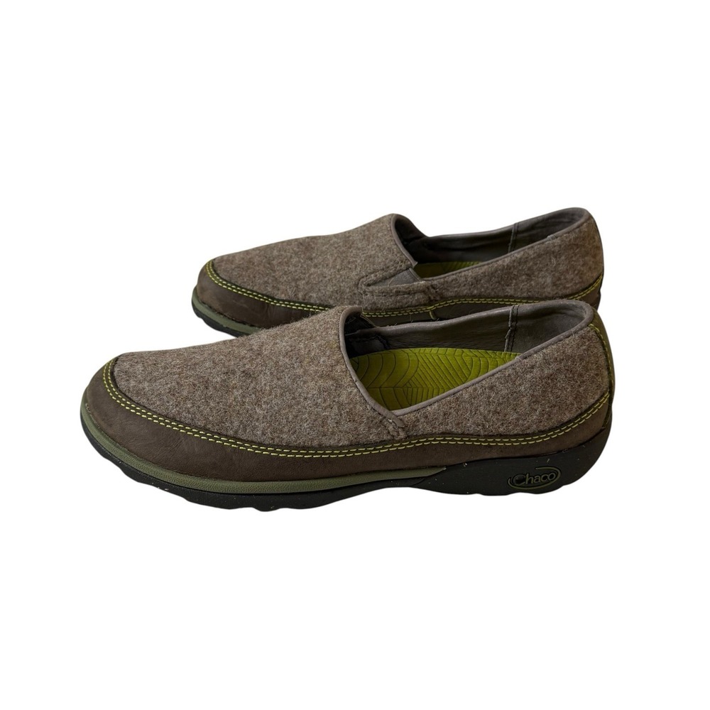 Chaco Sloan Slip On Shoes Women 7.5 Wool Leather Comfort Loafer Sandstone Citron